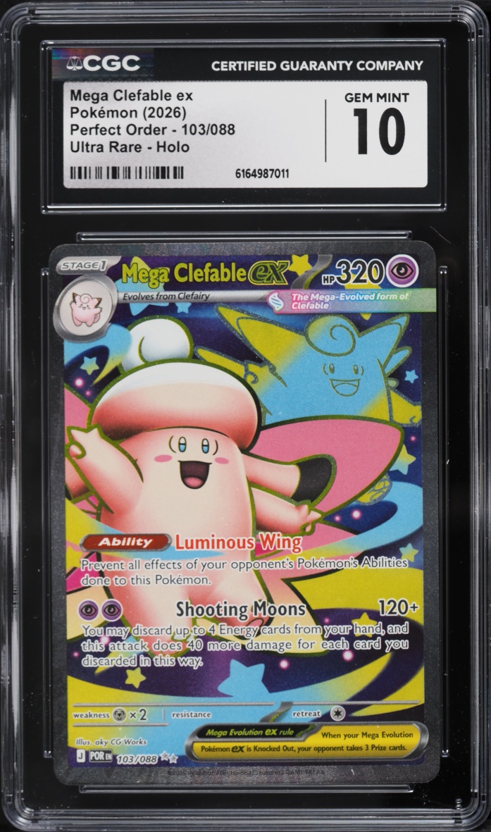 2026 Pokemon Mega Evolution Perfect Order Full Art Mega Clefable EX #103 CGC 10 GEM MINT