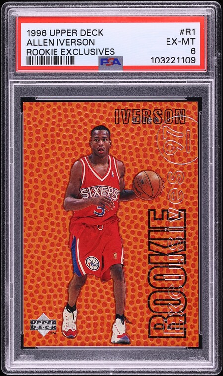 1996 Upper Deck Exclusives Allen Iverson ROOKIE #R1 PSA 6 EXMT
