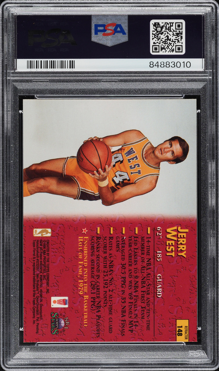1996 Topps NBA Stars Finest Refractor Jerry West #148 PSA 10 GEM MINT