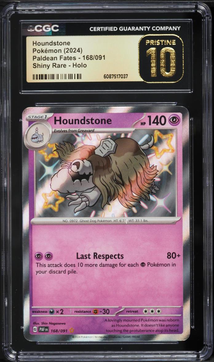 2024 Pokemon Scarlet & Violet Paldean Fates Shiny Rare Houndstone #168 CGC 10 PRISTINE