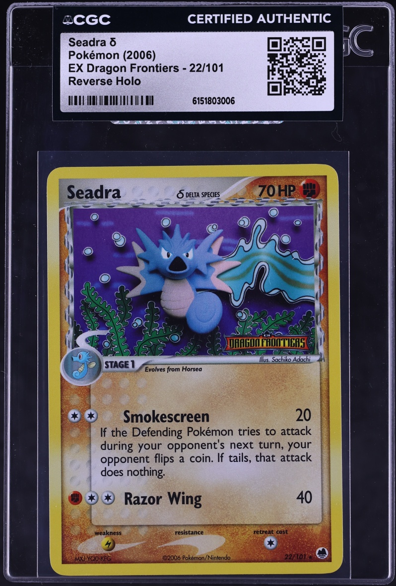 2006 Pokemon EX Dragon Frontiers Reverse Holo Seadra #22 CGC AUTH