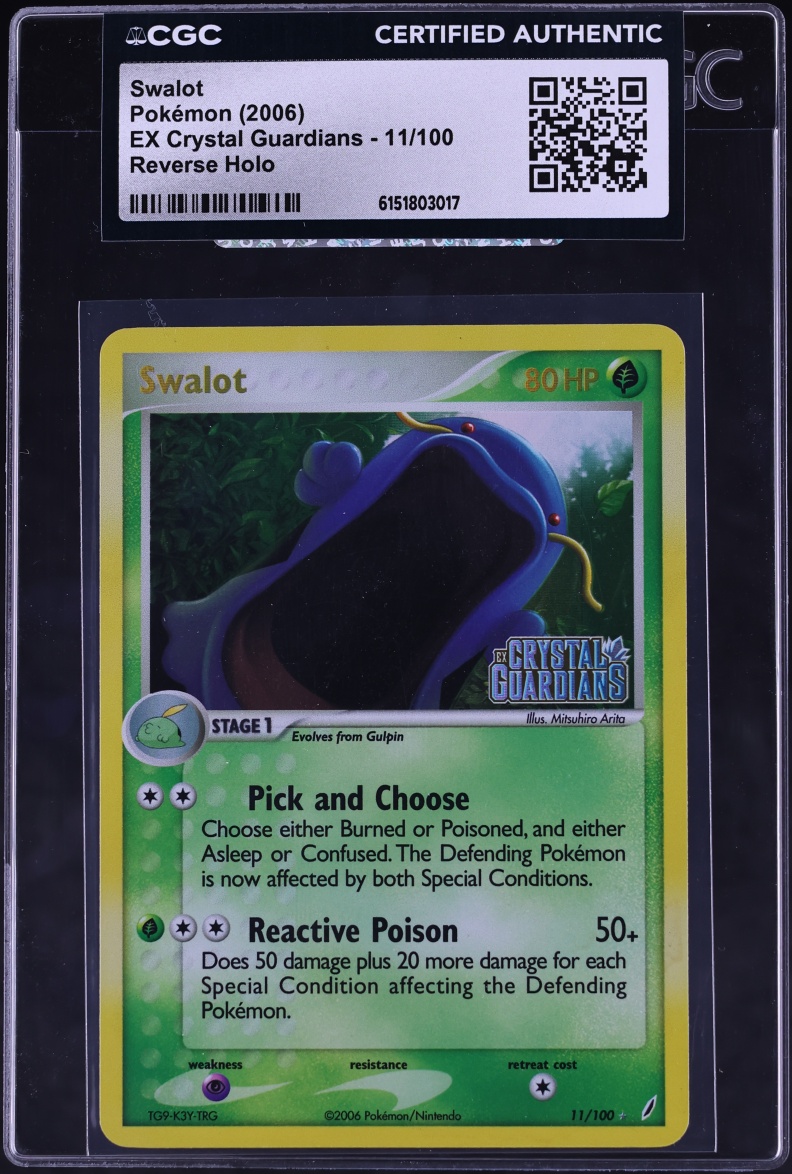 2006 Pokemon EX Crystal Guardians Reverse Holo Swalot #11 CGC AUTH