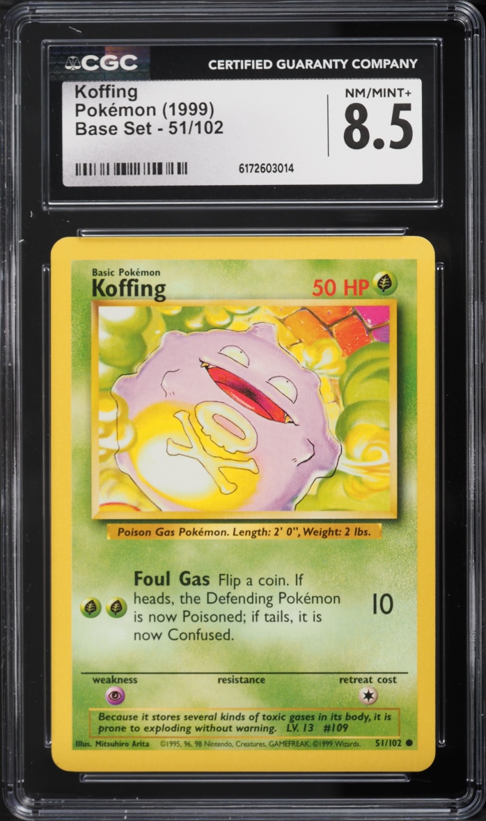 1999 Pokemon Base Set Koffing #51 CGC 8.5 NM-MT+