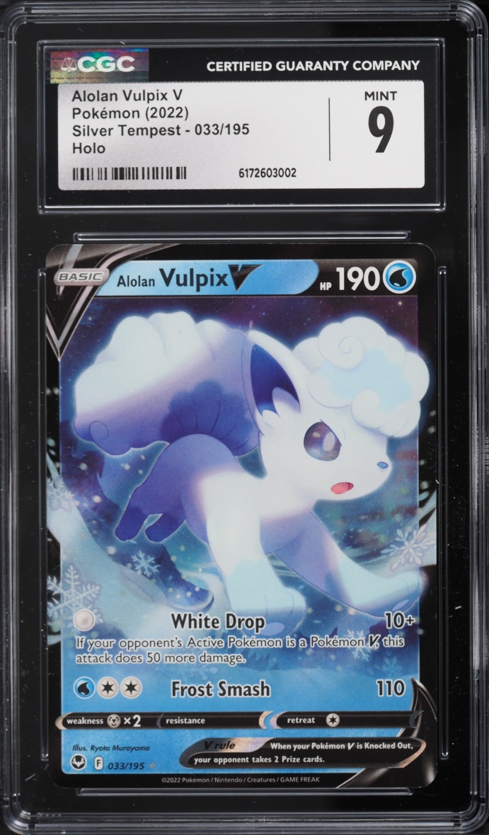 2022 Pokemon Sword & Shield Silver Tempest Holo Alolan Vulpix V #33 CGC 9 MINT