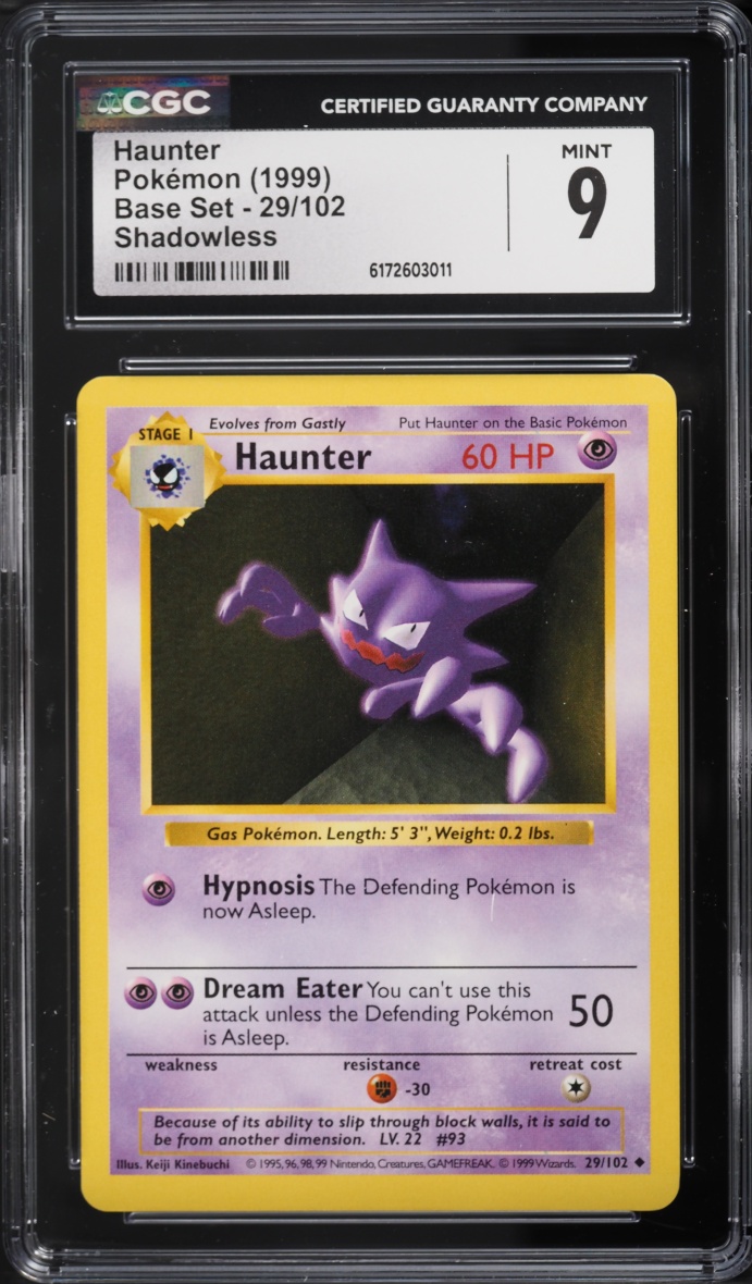 1999 Pokemon Base Set Shadowless Haunter #29 CGC 9 MINT