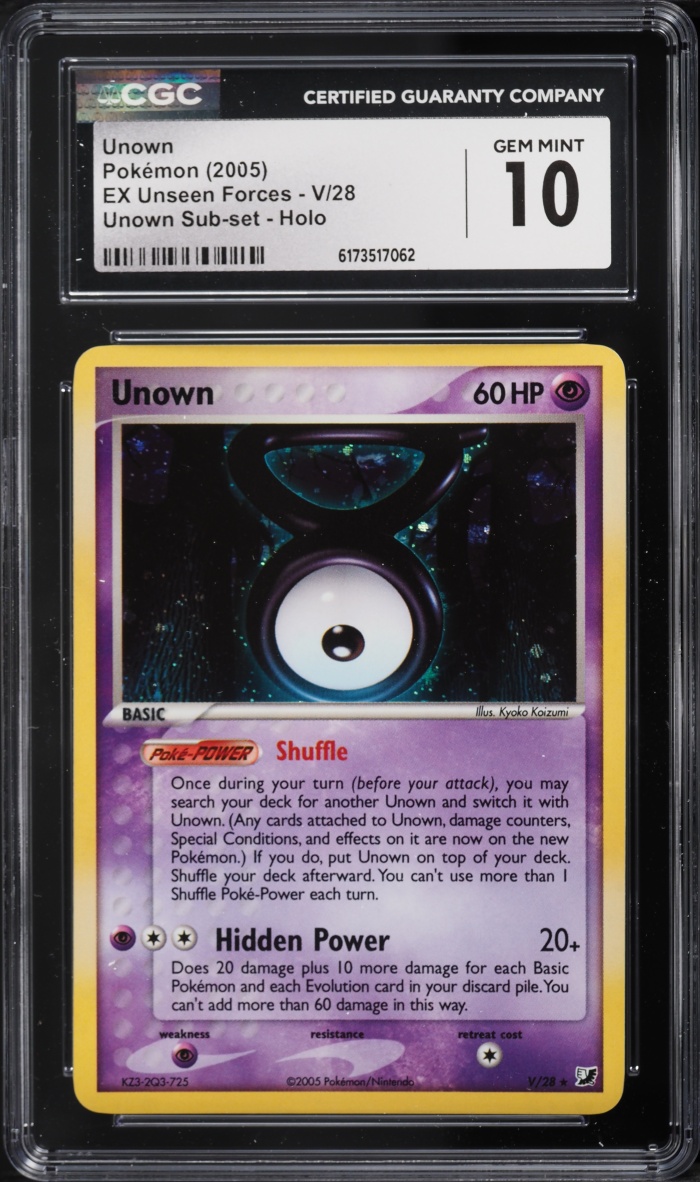 2005 Pokemon EX Unseen Forces Holo Unown #V CGC 10 GEM MINT