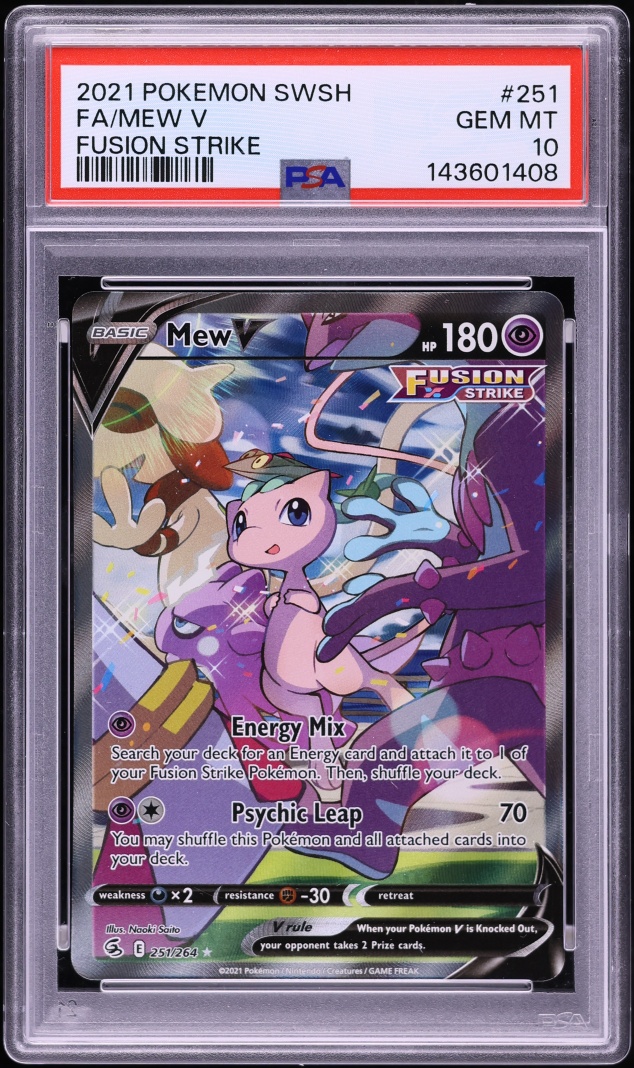 2021 Pokemon Sword & Shield Fusion Strike Full Art Mew V #251 PSA 10 GEM MINT
