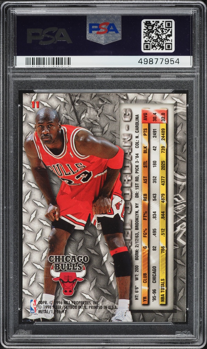 1996 Metal Basketball Michael Jordan #11 PSA 9 MINT
