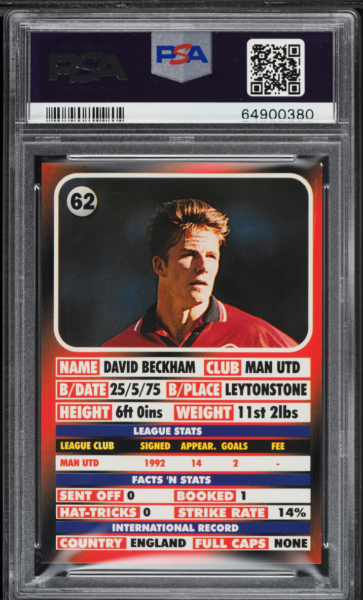 1995 LCD Publishing Premier Strikers David Beckham ROOKIE #62 PSA 7 NRMT