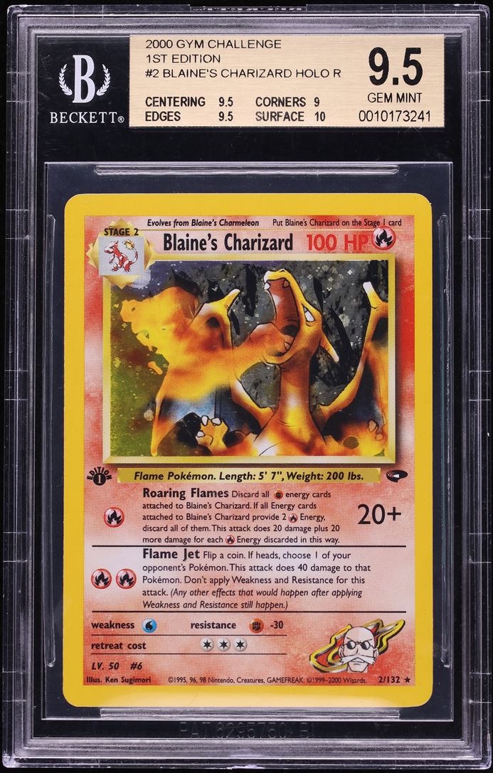 2000 Pokemon Gym Challenge 1st Edition Holo Blaine's Charizard #2 BGS 9.5 GEM MINT