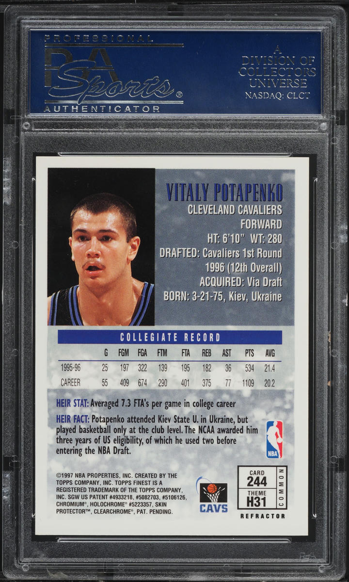 1996 Finest Refractor w /Coating Vitaly Potapenko ROOKIE #244 PSA 10 GEM MINT