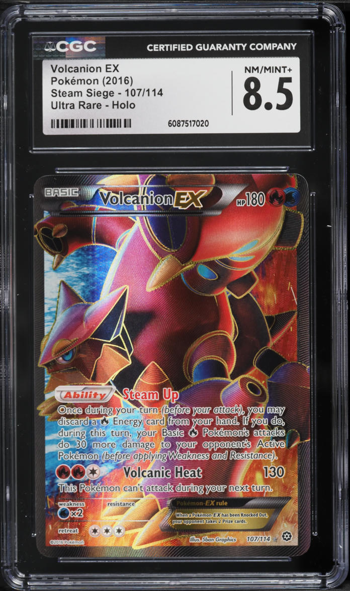 2016 Pokemon XY Steam Siege Full Art Volcanion EX #107 CGC 8.5 NM-MT+