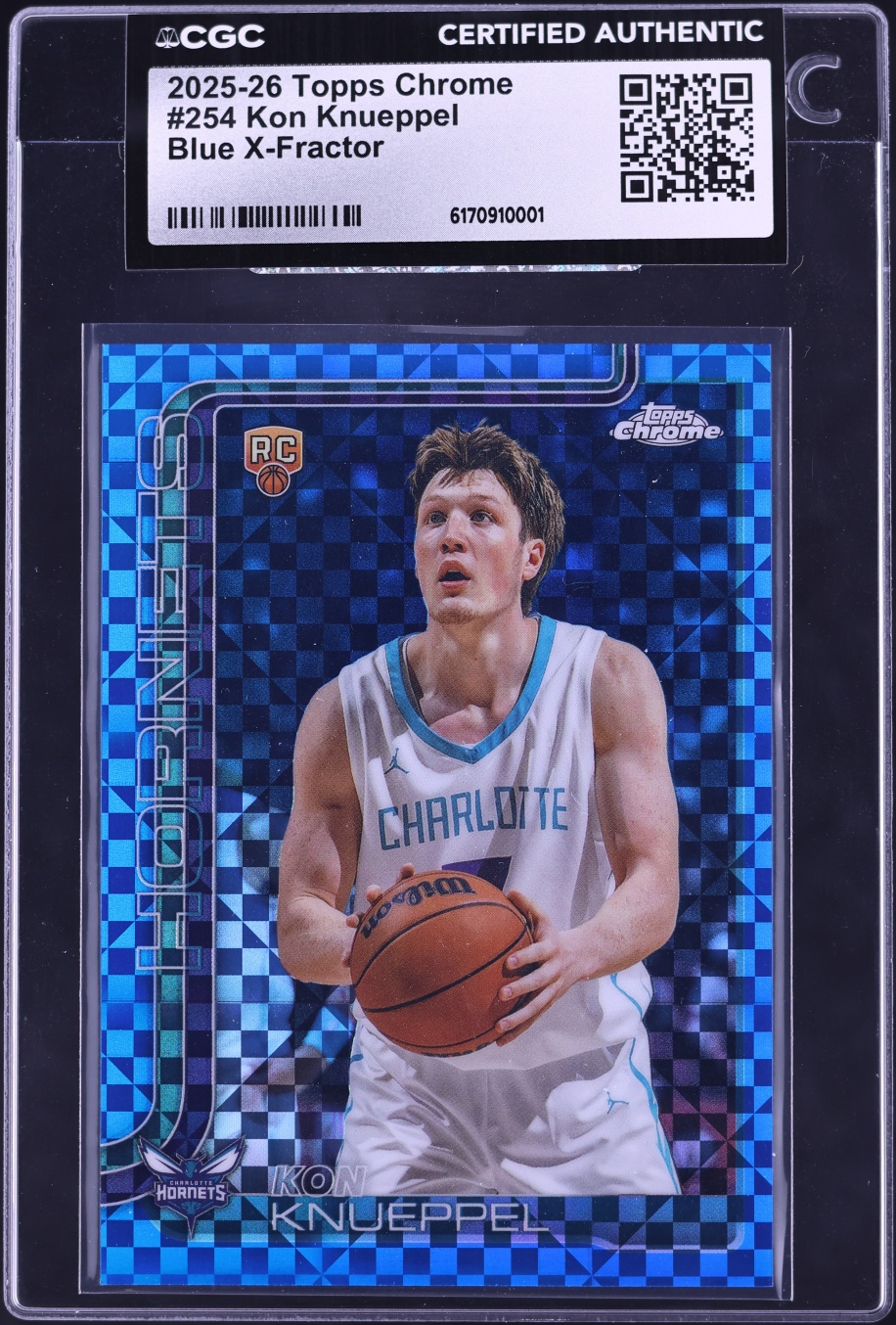 2025 Topps Chrome Blue Xfractor Kon Knueppel ROOKIE #254 CGC AUTH