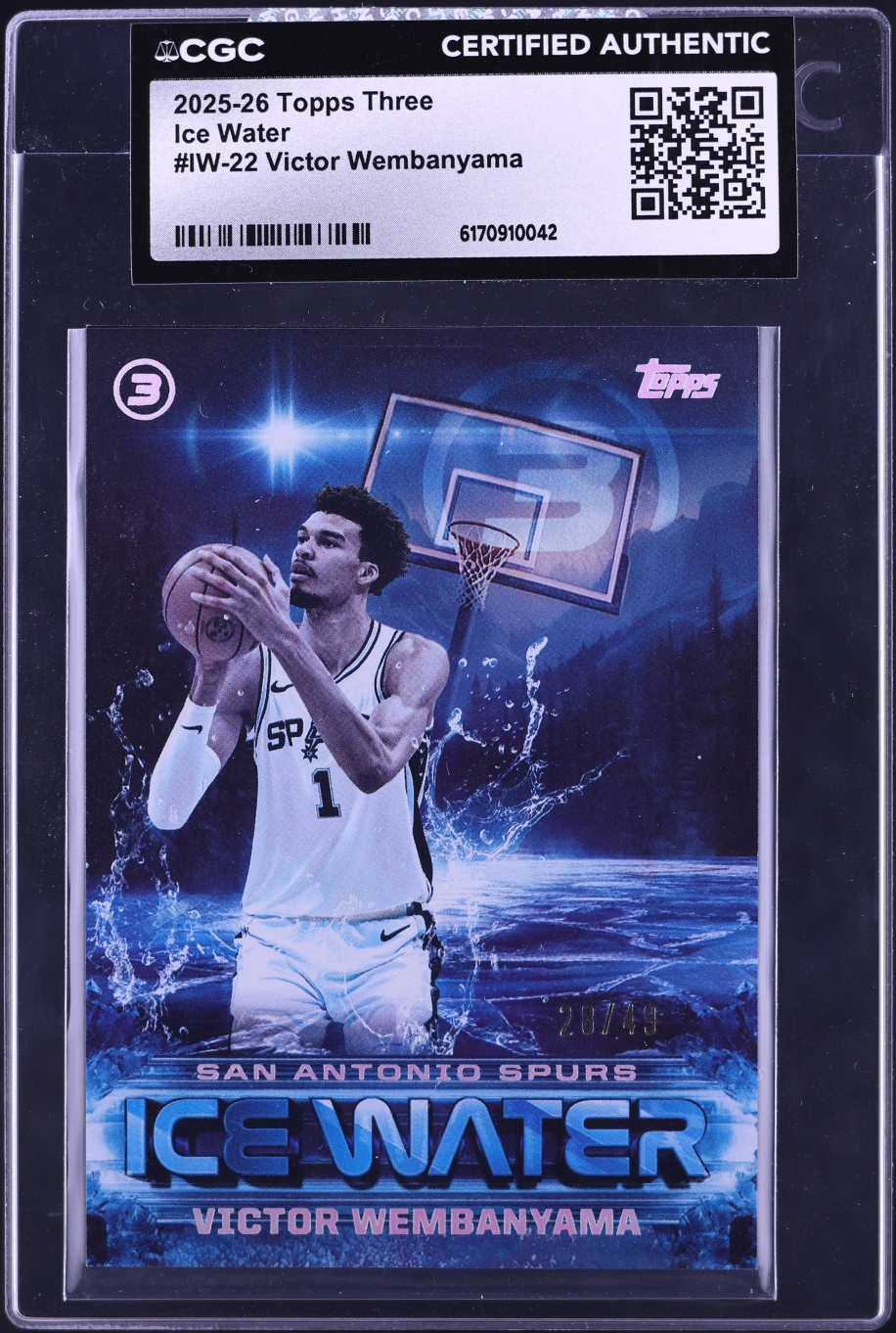 2025 Topps Three Ice Water Victor Wembanyama /49 #IW-22 CGC AUTH