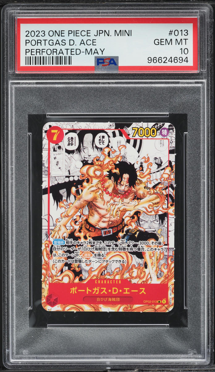 2023 One Piece Japanese Saikyo Jump Mini Portgas D. Ace #OP02-013 PSA 10 GEM