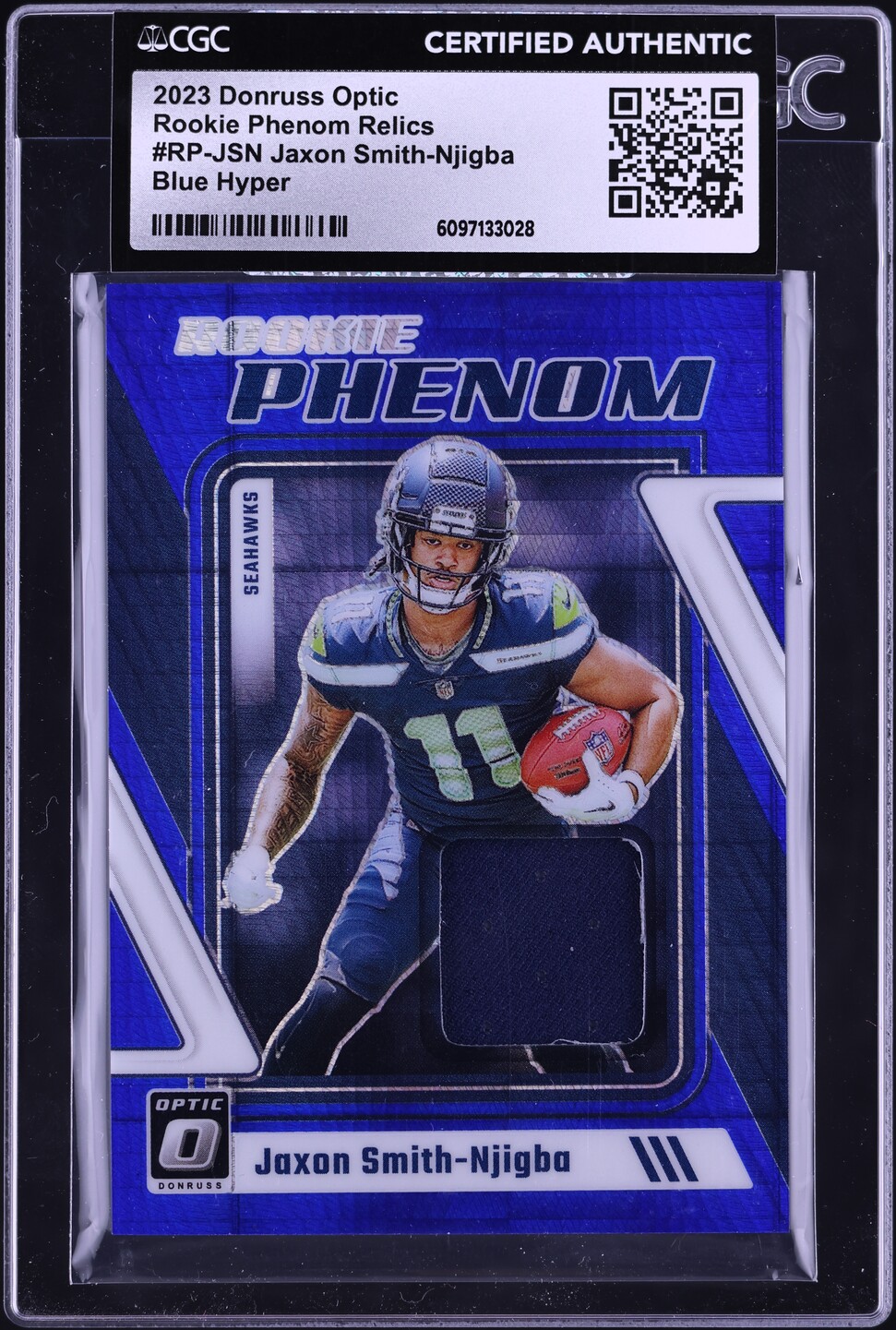 2023 Donruss Optic Phenom Blue Hyper Jaxon Smith-Njigba ROOKIE PATCH # ...
