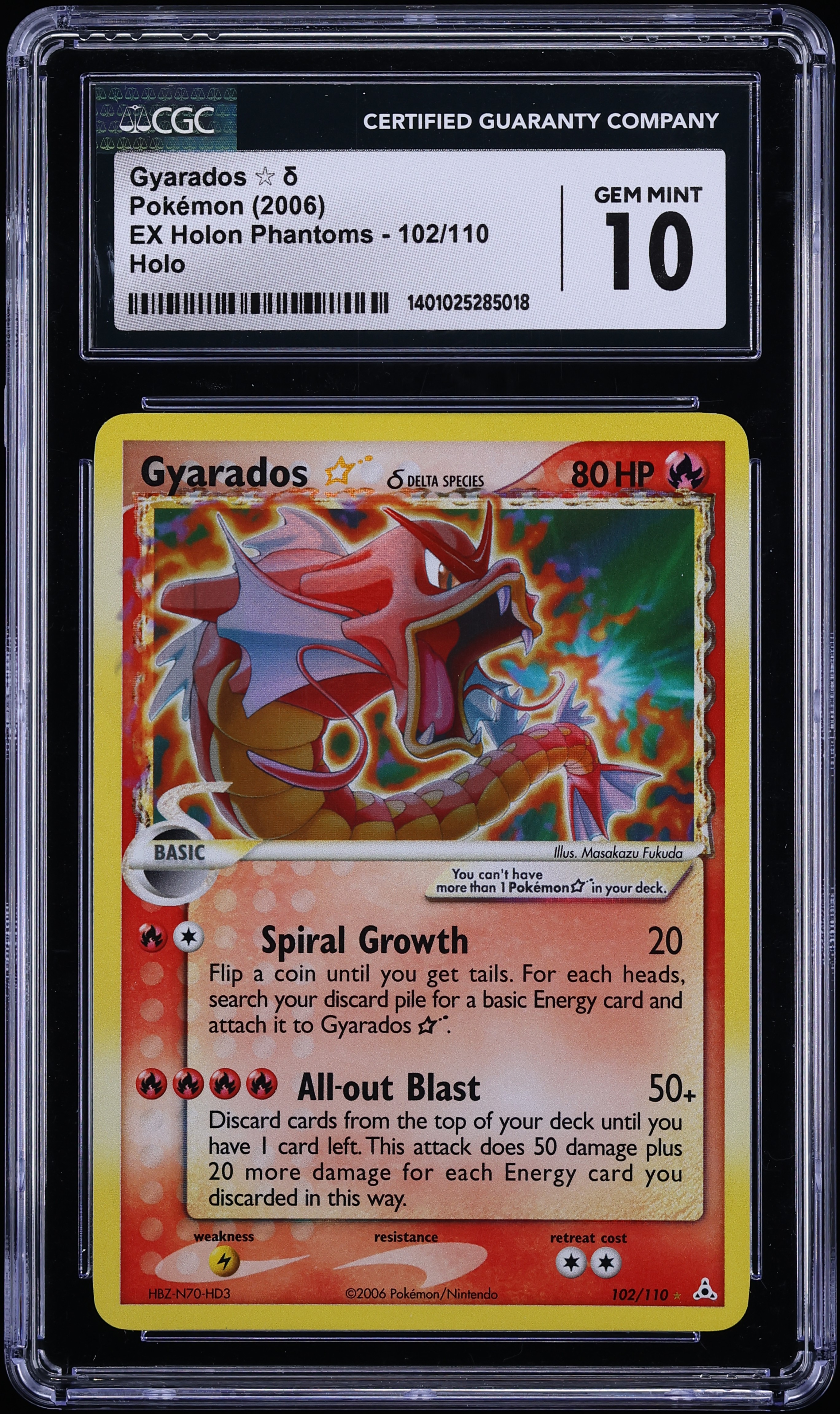 2006 Pokemon EX Holon Phantoms Holo Gyarados GOLD STAR #102 CGC 10 GEM MINT