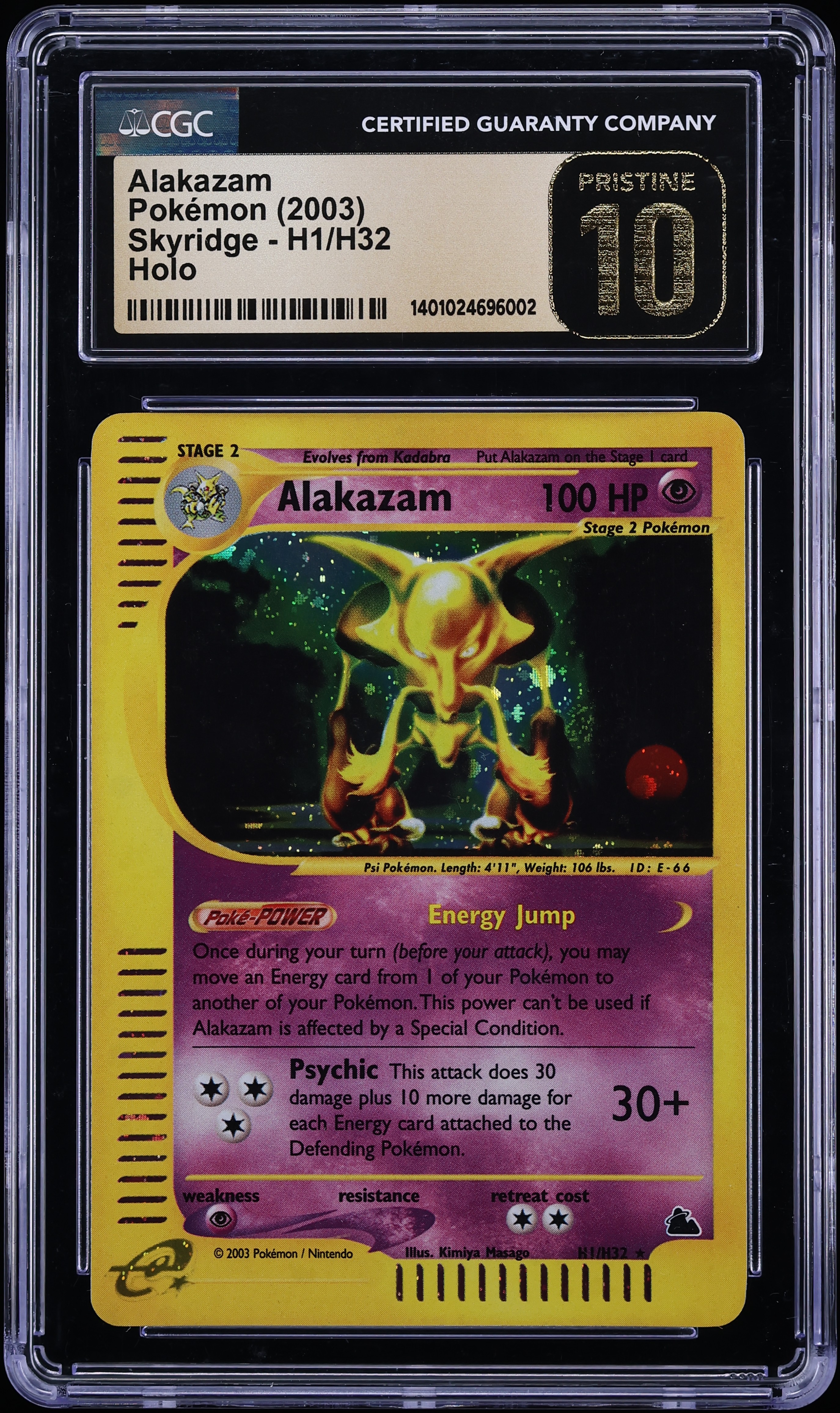 2003 Pokemon Skyridge Holo Alakazam #H1 CGC 10 PRISTINE