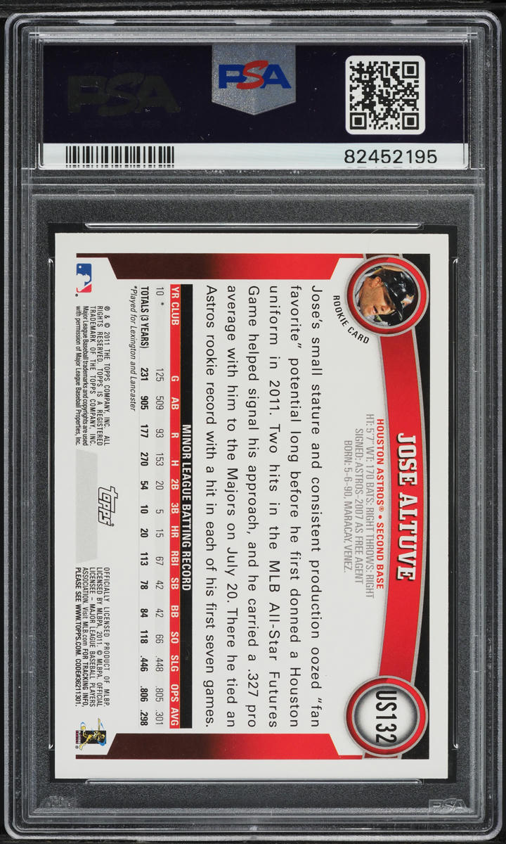 2011 Topps Update Jose Altuve ROOKIE #US132 PSA 10 GEM MINT