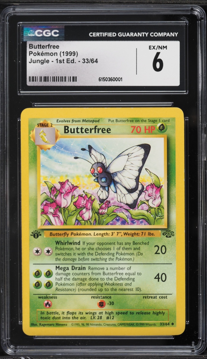1999 Pokemon Jungle 1st Edition Butterfree #33 CGC 6 EXMT