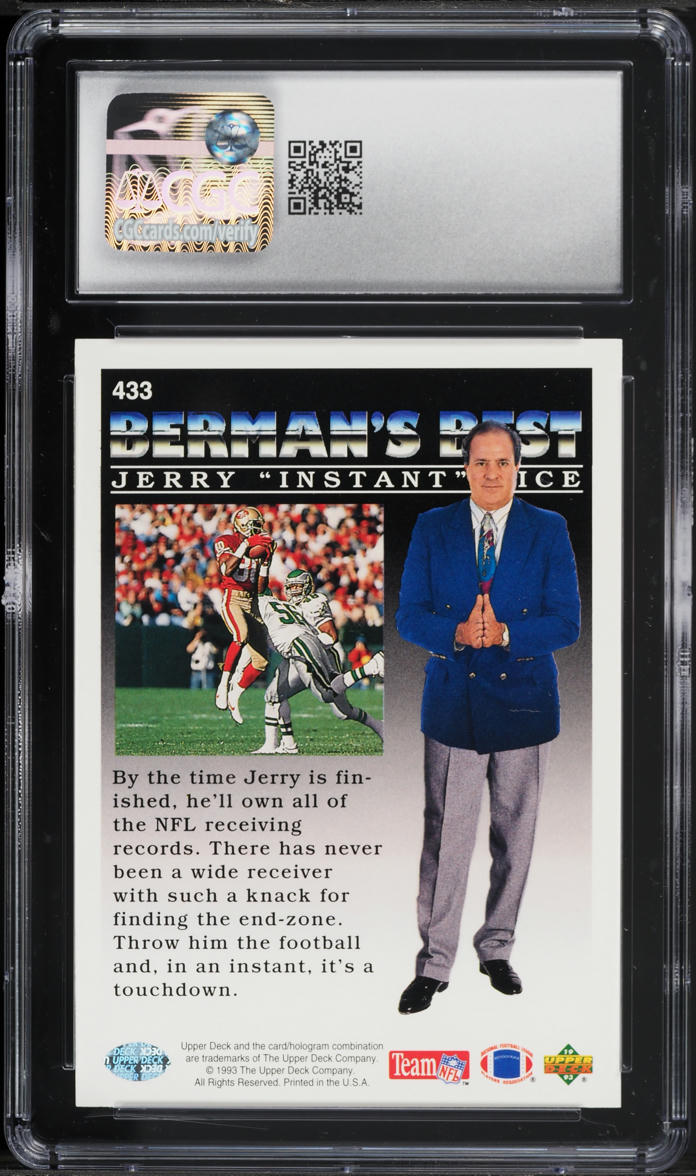 1993 Upper Deck Football Jerry Rice #433 CGC 10 GEM MINT