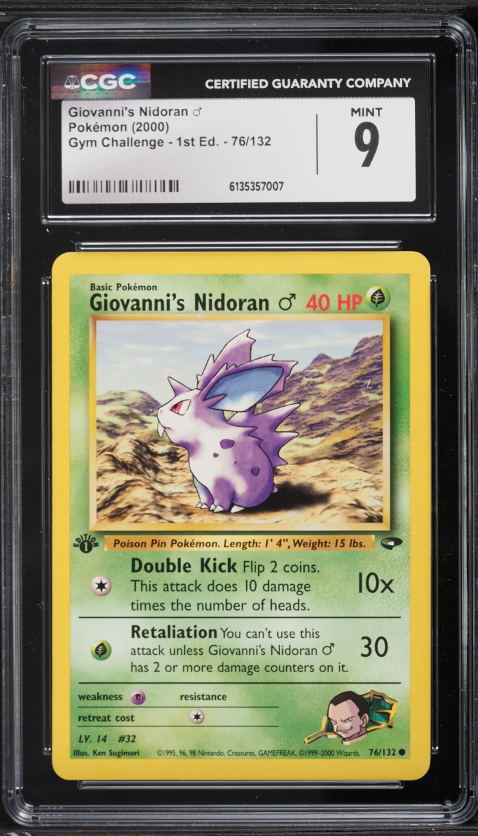 2000 Pokemon Gym Challenge 1st Edition Giovanni's Nidoran #76 CGC 9 MINT