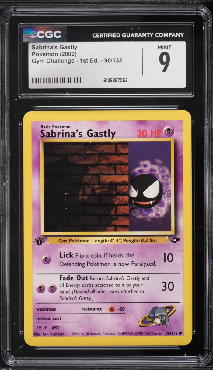 2000 Pokemon Gym Challenge 1st Edition Sabrina's Gastly #96 CGC 9 MINT
