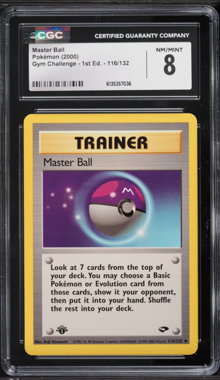 2000 Pokemon Gym Challenge 1st Edition Master Ball #116 CGC 8 NM-MT