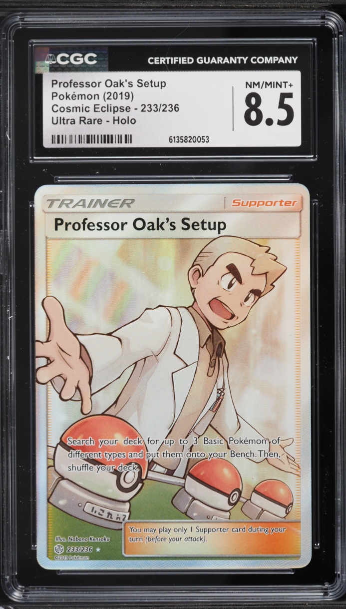 2019 Pokemon SM Cosmic Eclipse Full Art Professor Oak's Setup #233 CGC 8.5 NM-MT+