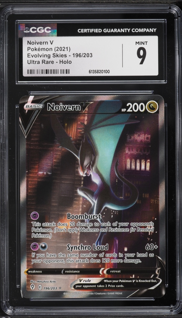 2021 Pokemon Sword & Shield Evolving Skies Alt Art Noivern V #196 CGC 9 MINT