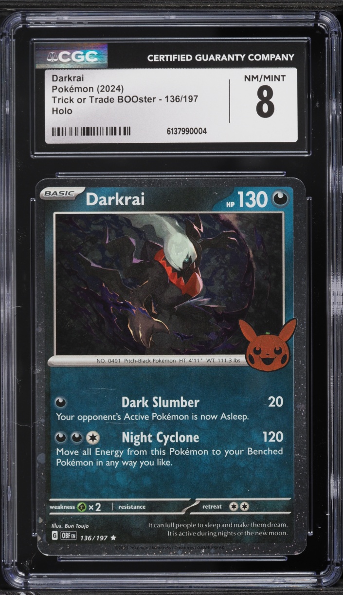 2024 Pokemon Scarlet & Violet Obsidian Flames Trick Or Trade Holo Darkrai #136 CGC 8 NM-MT