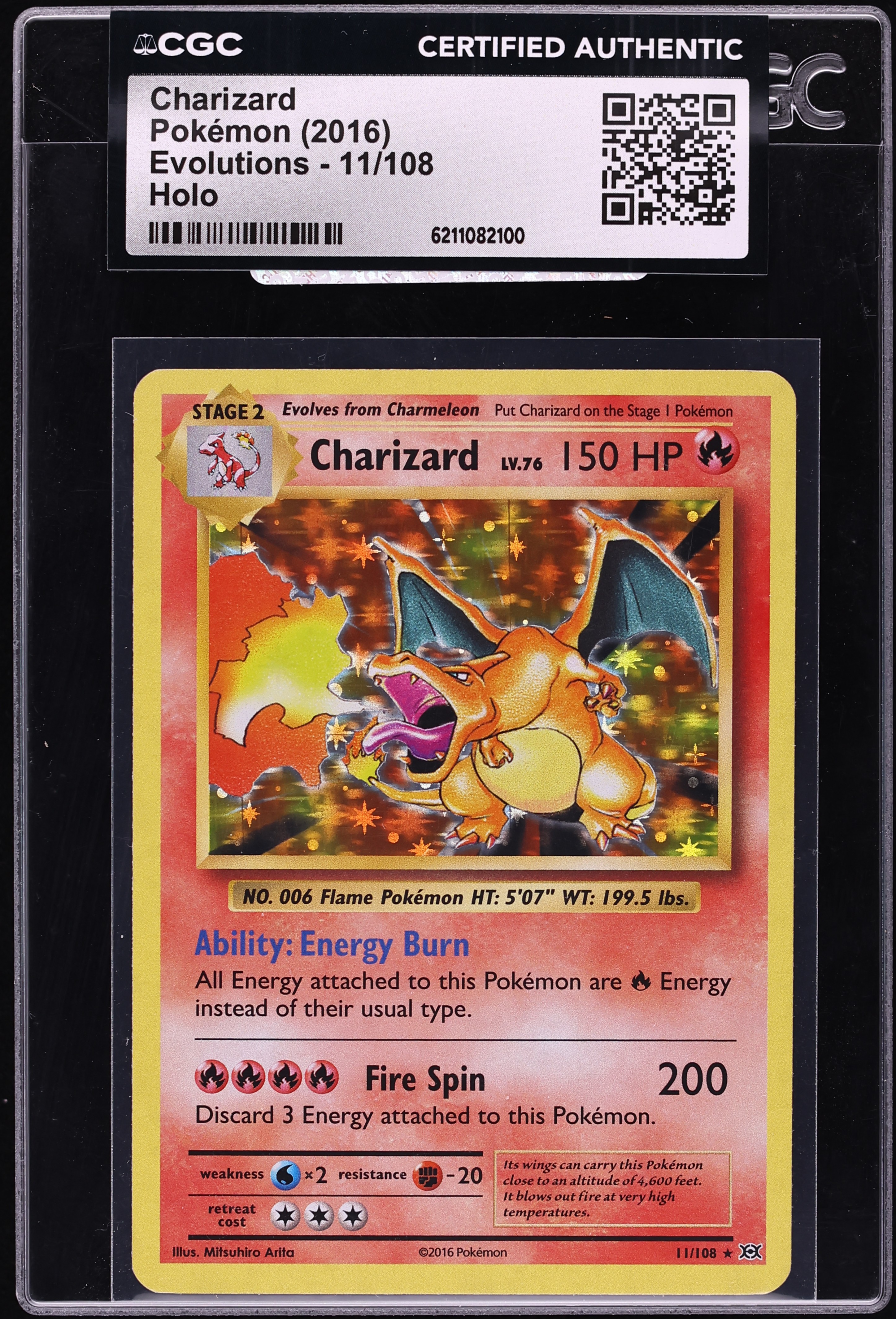 2016 Pokemon XY Evolutions Holo Charizard #11 CGC AUTH