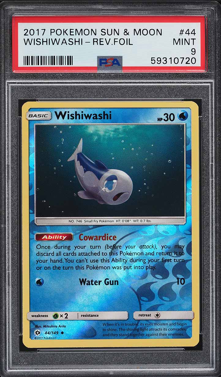 2017 Pokemon Sun & Moon Reverse Holo Wishiwashi #44 PSA 9 MINT