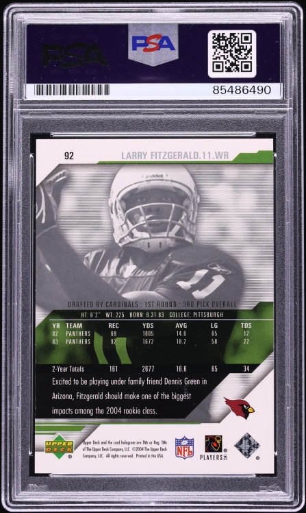 Larry Fitzgerald Signed Autographed Trading Card AUTO PSA/DNA AUTH