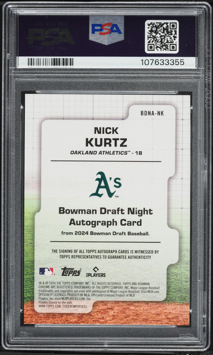 2024 Bowman Chrome Draft Night Gold Mini Diamond Nick Kurtz PROSPECT AUTO /50 PSA 10 GEM MINT