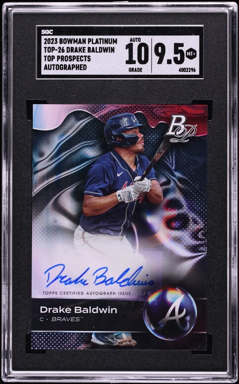 2023 Bowman Platinum Top Drake Baldwin PROSPECT AUTO #TOP-26 SGC 9.5 MINT+