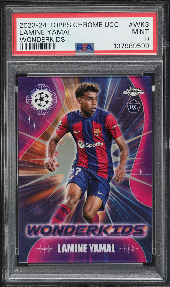 2023 Topps Chrome UEFA Club Competitions Wonderkids Lamine Yamal ROOKIE #WK-3 PSA 9 MINT
