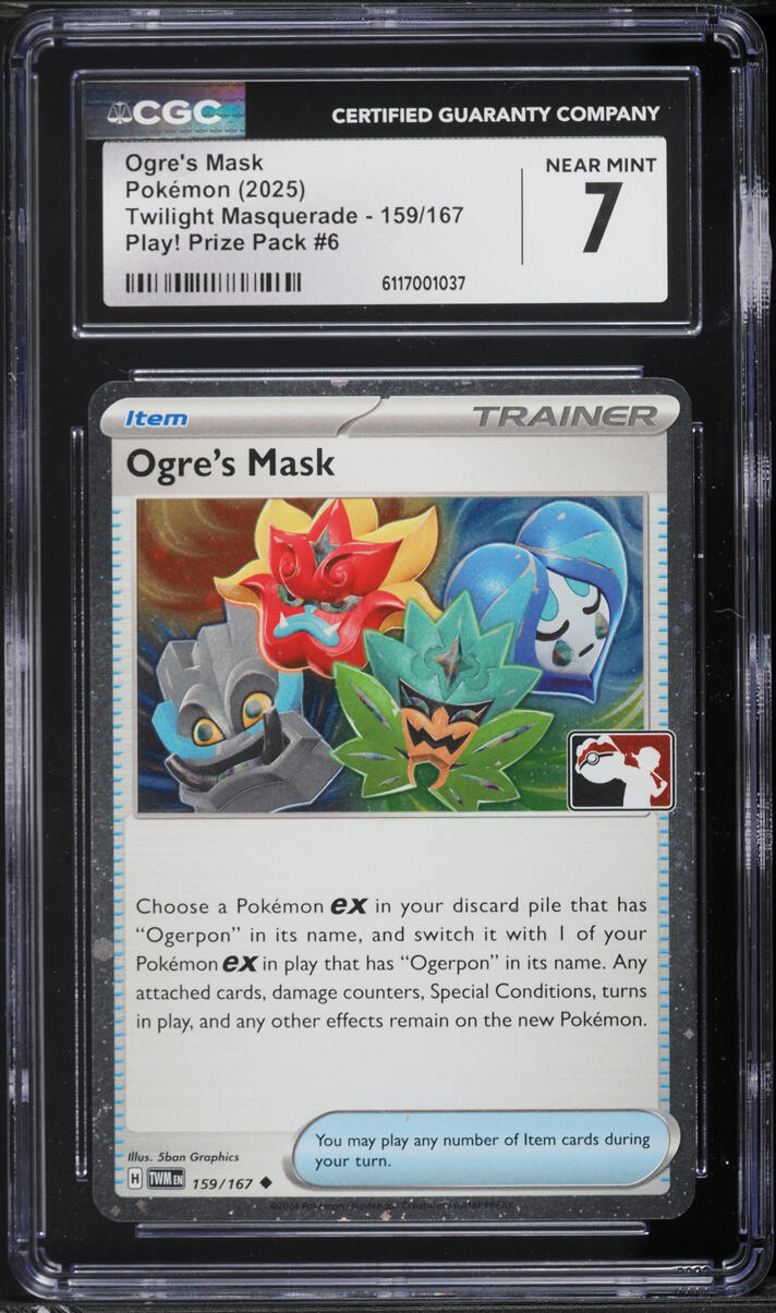 2025 Pokemon Twilight Masquerade Play! Prize Pack 6 Holo Ogre's Mask #159 CGC 7 NRMT