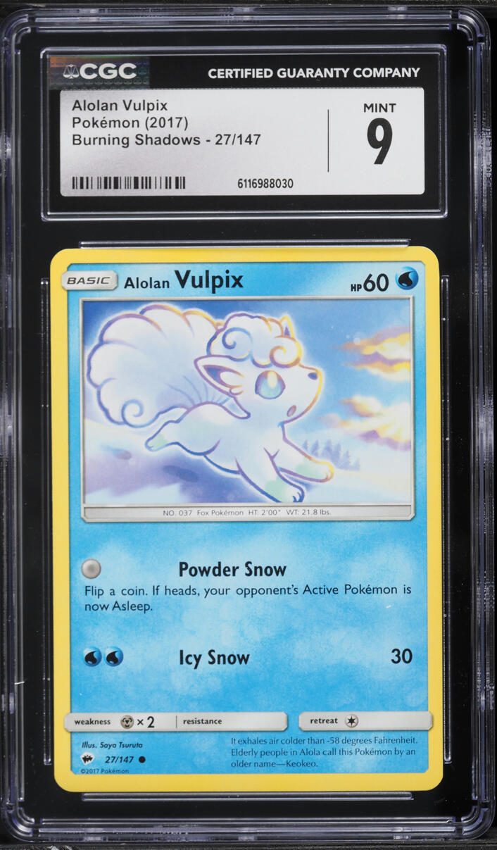 2017 Pokemon XY Burning Shadows Alolan Vulpix #27 CGC 9 MINT