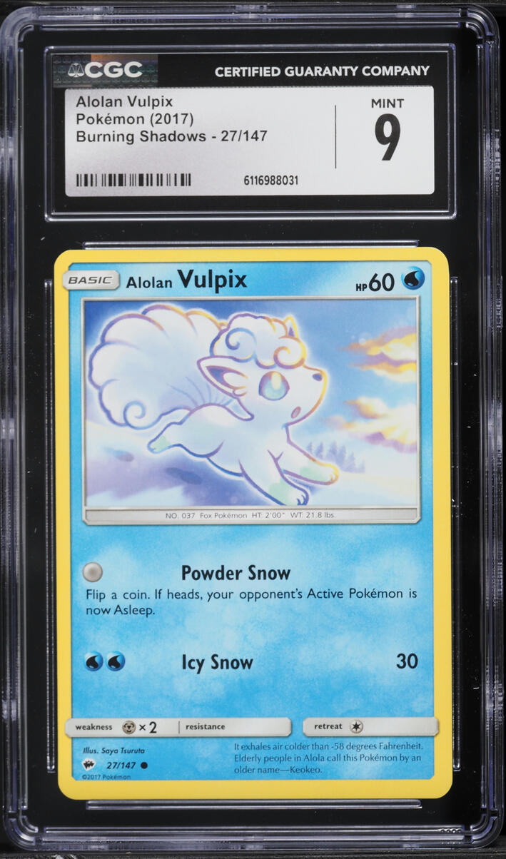 2017 Pokemon XY Burning Shadows Alolan Vulpix #27 CGC 9 MINT
