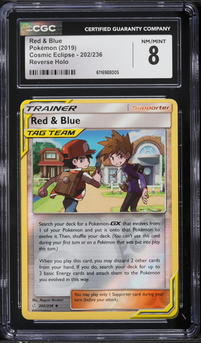 2019 Pokemon Sun & Moon Cosmic Eclipse Reverse Holo Red & Blue #202 CGC 8 NM-MT