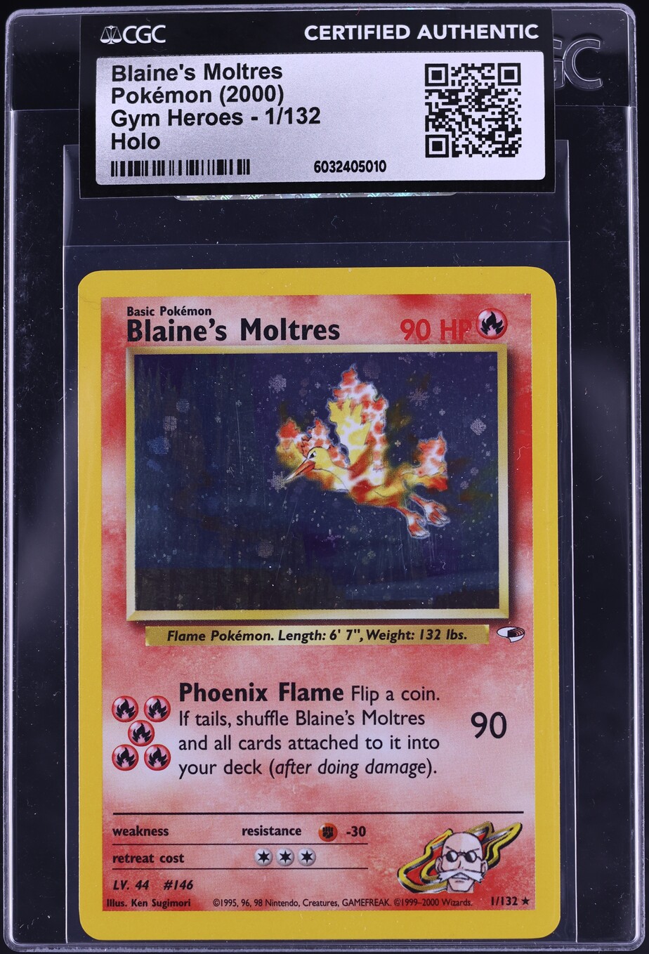 2000 Pokemon Gym Heroes Holo Blaine's Moltres #1 CGC AUTH