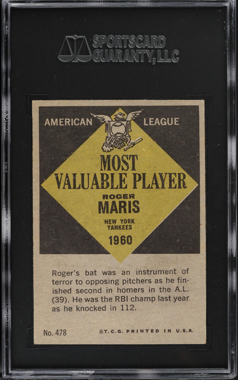 1961 Topps Roger Maris MVP #478 SGC 5.5 EX+