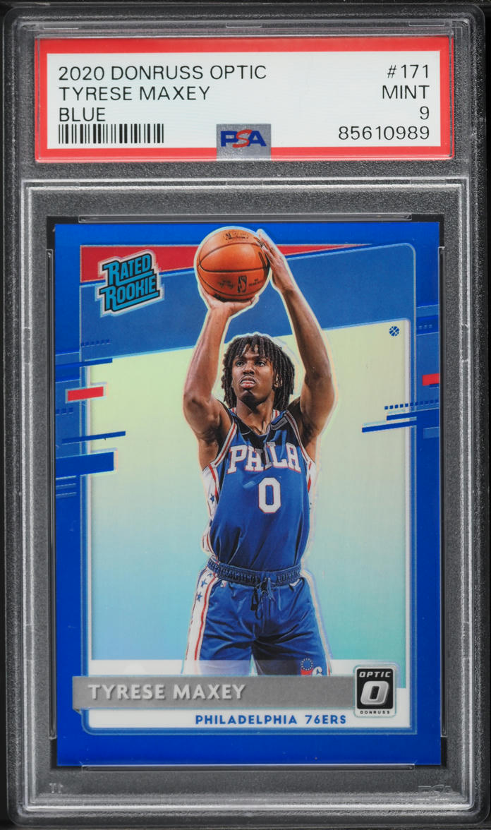 2020 Donruss Optic Blue Tyrese Maxey ROOKIE 59/59 #171 PSA 9 MINT