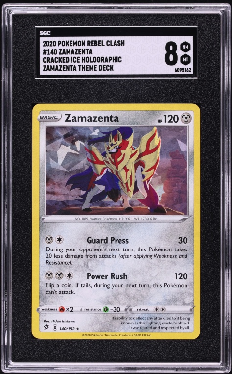 2020 Pokemon Sword & Shield Rebel Clash Cracked Ice Holo Zamazenta #140 SGC 8 NM-MT