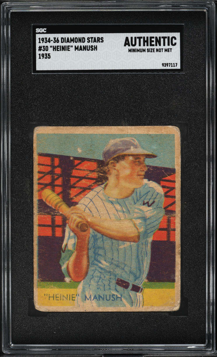1934 Diamond Stars Heinie Manush #30 SGC AUTH