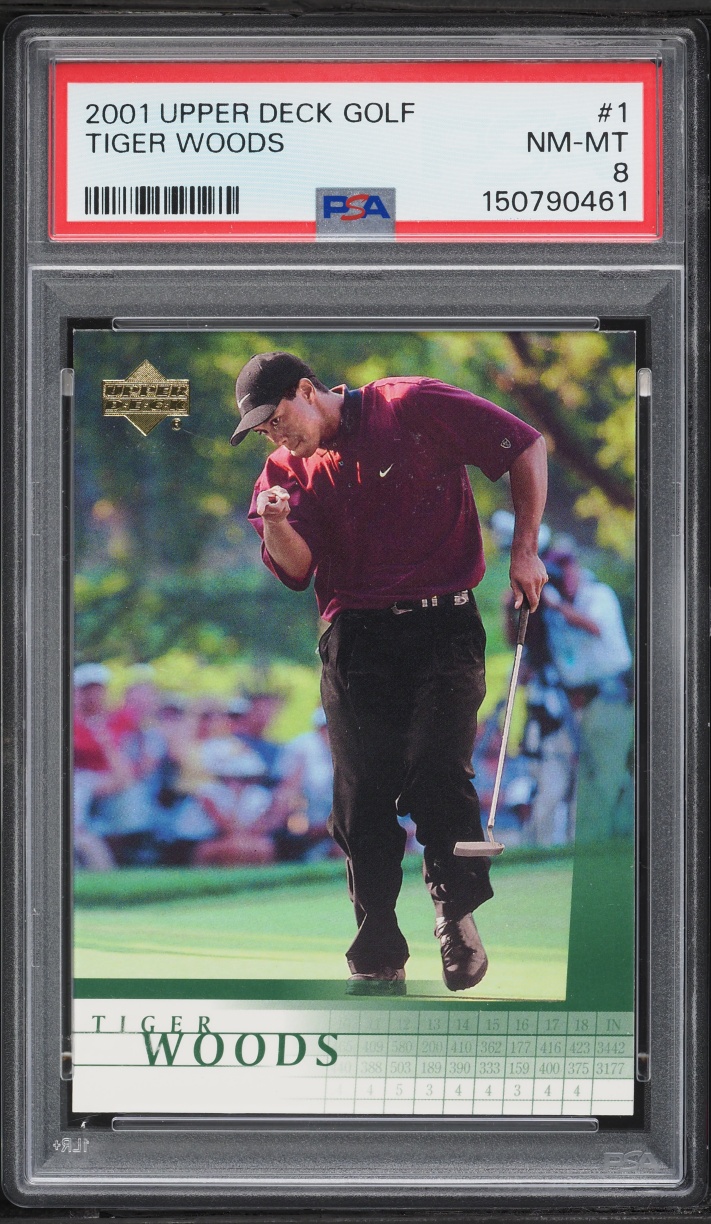 2001 Upper Deck Golf Tiger Woods ROOKIE #1 PSA 8 NM-MT