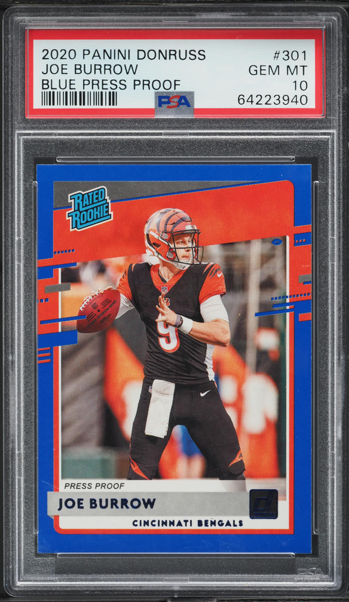 2020 Donruss Blue Press Proof Joe Burrow ROOKIE #301 PSA 10 GEM MINT