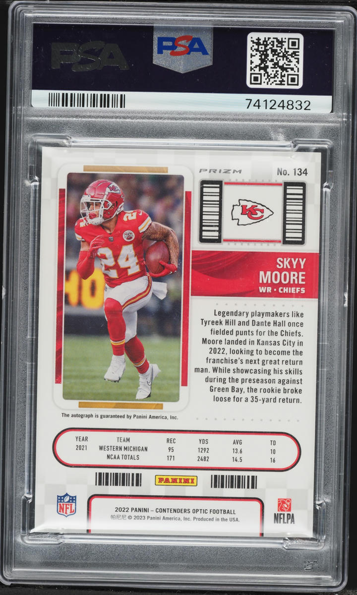 2022 Panini Contenders Optic Silver Skyy Moore ROOKIE AUTO #134 PSA 9 MINT