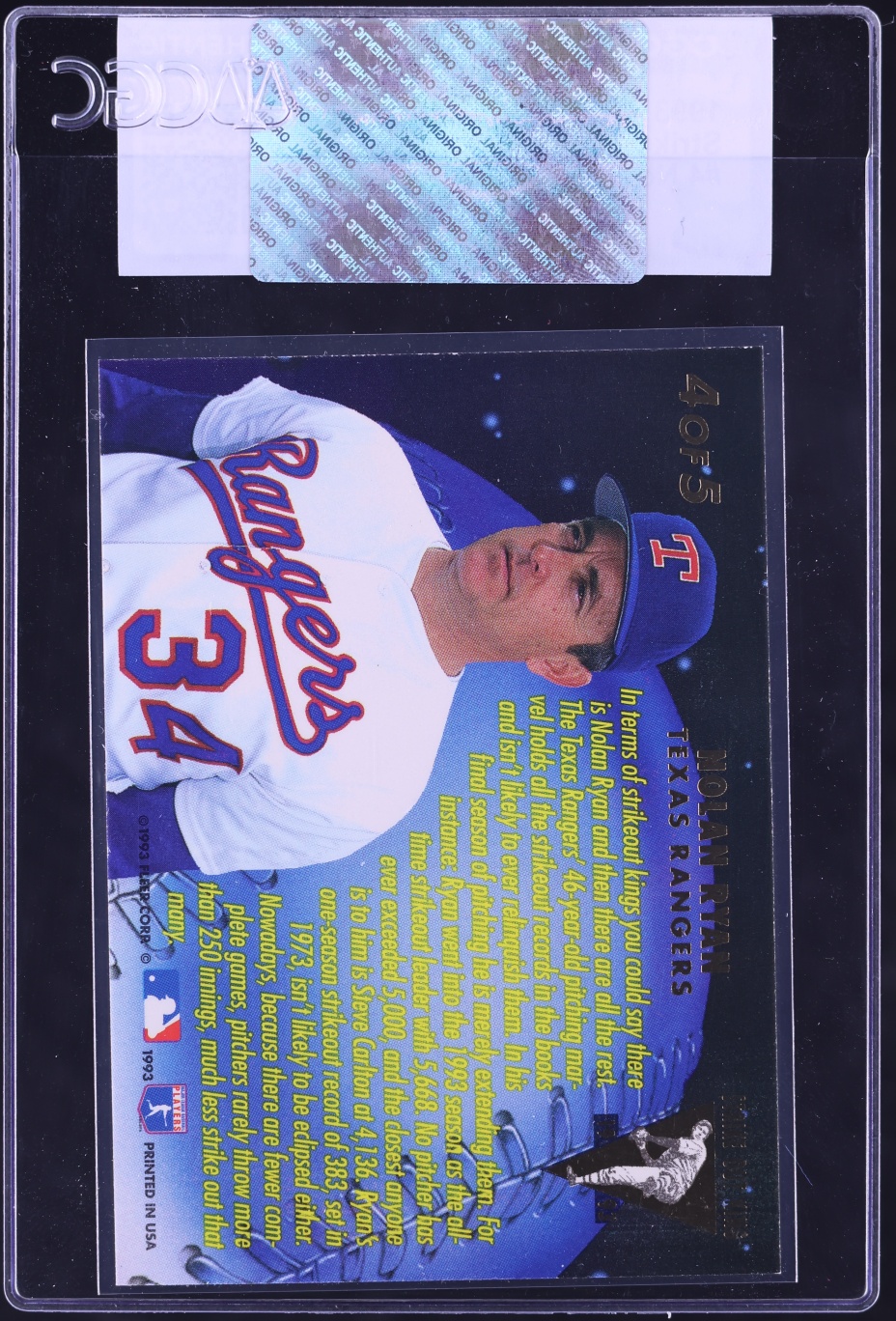 1993 Ultra Strikeout Kings Nolan Ryan #4 CGC AUTH